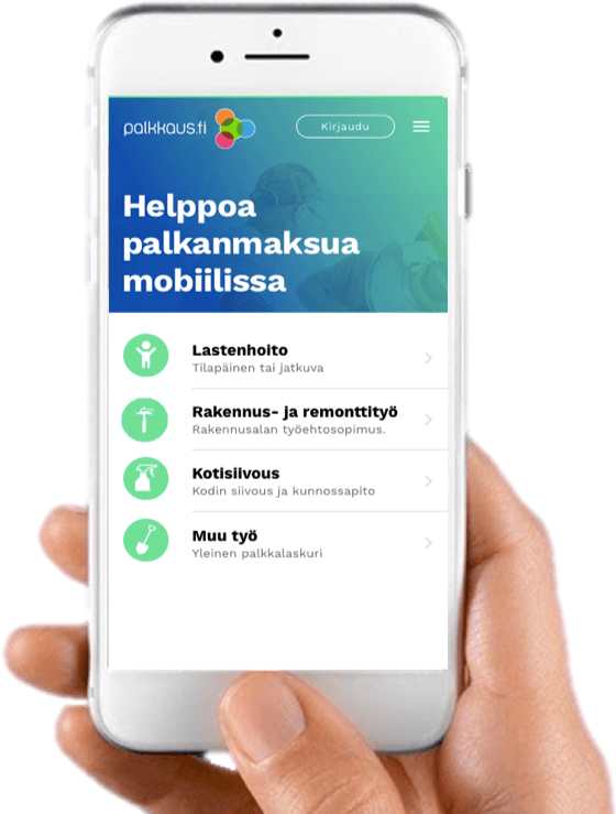 Nordea Siirto Palkkaus.fi mobiilisovellus käyttöliittymä